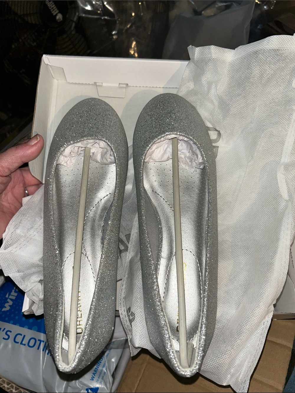 Candie's Silver Glitter Ballet Flats
